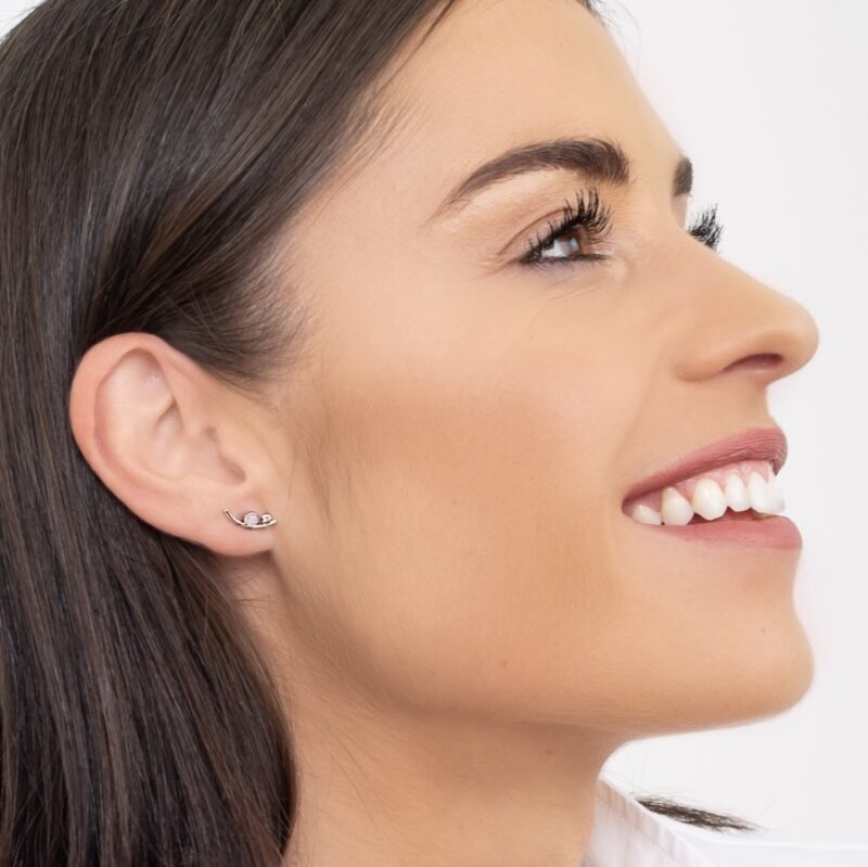 Náušnice Smile - bílé zlato, diamant, slovenský opál - Image 2