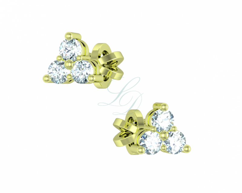 Náušnice Trinity - žluté zlato, diamant - Image 2