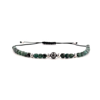 Shamballa s černým diamantem - růžové zlato, smaragdy