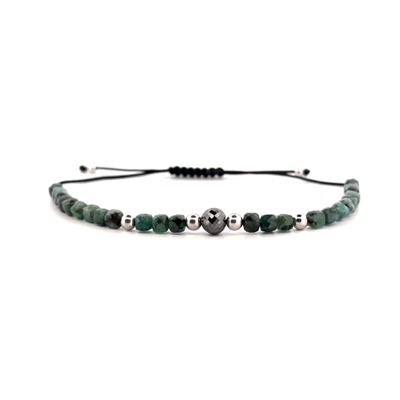 Shamballa s černým diamantem - růžové zlato, smaragdy
