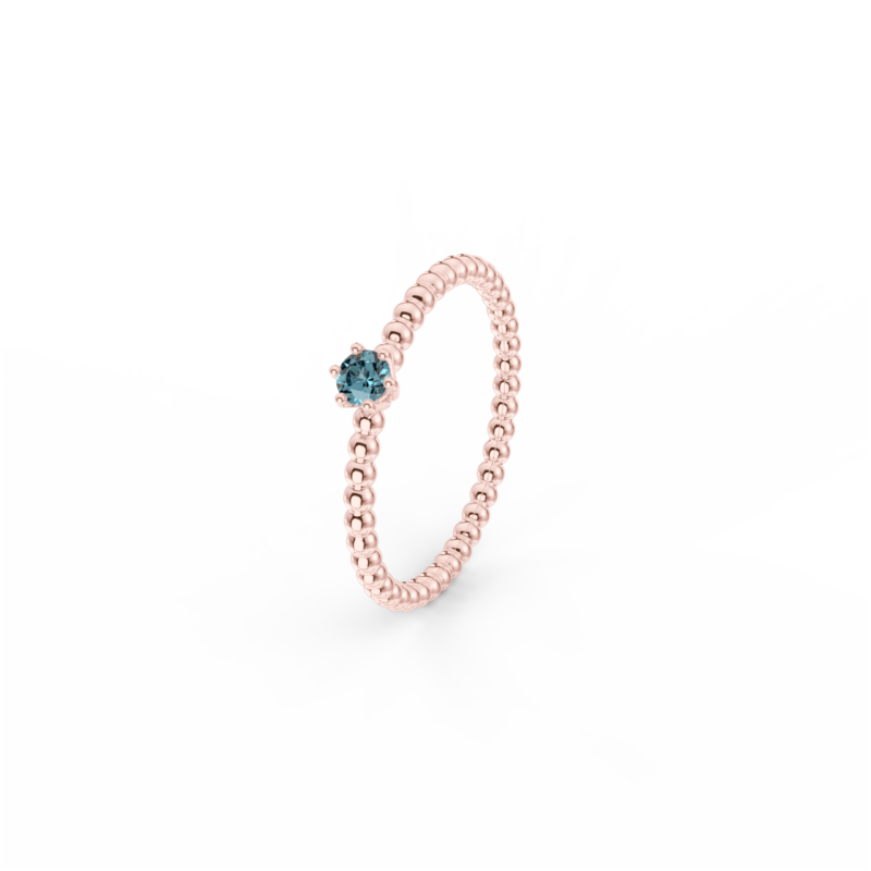 Prsten Bubbles 3 - růžové zlato, london topaz