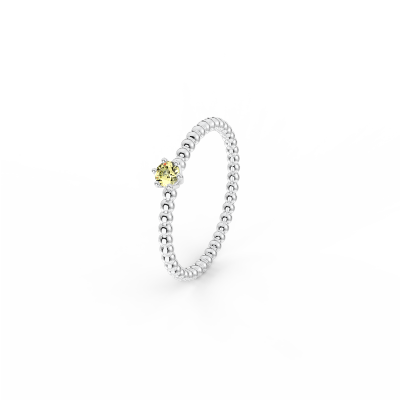 Prsten Bubbles 3 - bílé zlato, žlutý safír