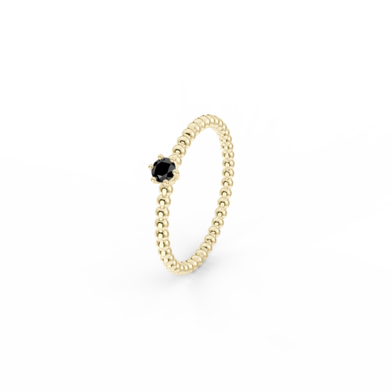 Prsten Bubbles 3 - žluté zlato, černý diamant