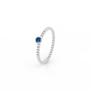 Prsten Bubbles 3 - bílé zlato, modrý safír