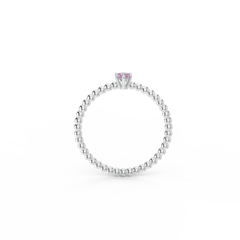 Prsten Bubbles 3 - bílé zlato, růžový safír - Image 3
