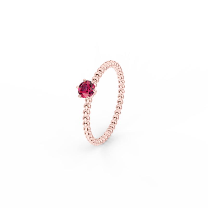 Prsten Bubbles 4 - růžové zlato, rubín
