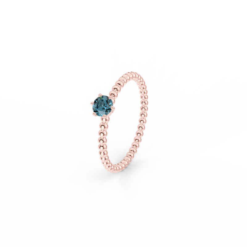 Prsten Bubbles 4 - růžové zlato, london topaz