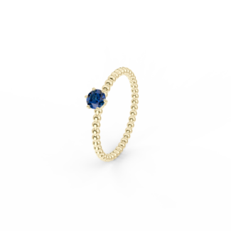 Prsten Bubbles 4 - žluté zlato, modrý safír
