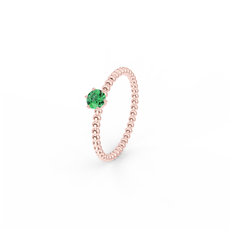 Prsten Bubbles 4 - růžové zlato, smaragd