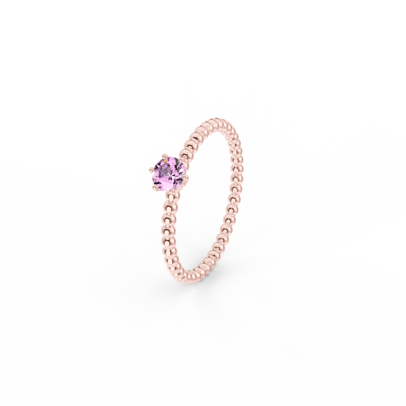 Prsten Bubbles 4 - růžové zlato, růžový safír