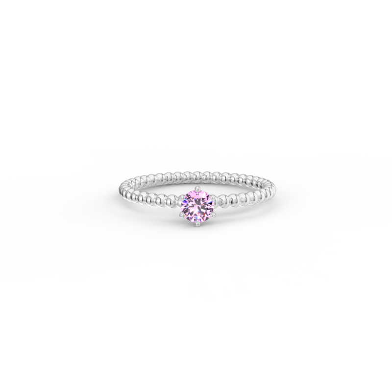 Prsten Bubbles 4 - bílé zlato, růžový safír - Image 2