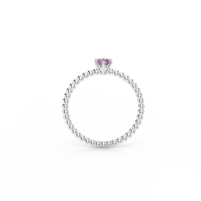 Prsten Bubbles 4 - bílé zlato, růžový safír - Image 3