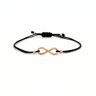 Náramek Infinity, růžové zlato, diamant