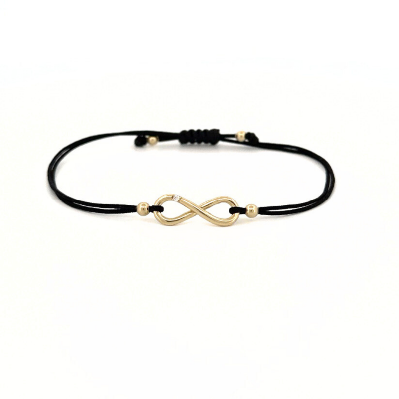 Náramek Infinity, žluté zlato, diamant