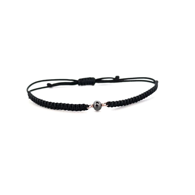 Shamballa s černým diamantem - růžové zlato