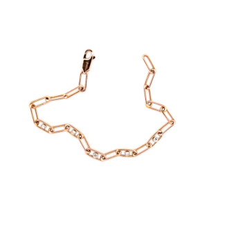 Náramek Chain - růžové zlato, diamanty