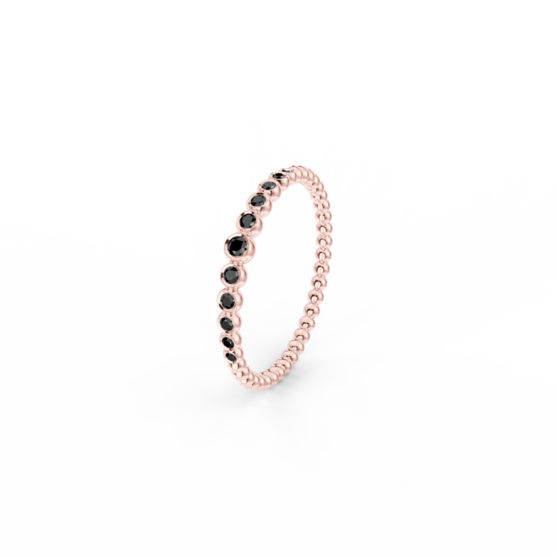 Prsten Bubbles C - růžové zlato, černé diamanty - Image 2
