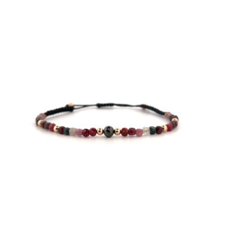 Shamballa s černým diamantem - růžové zlato, turmalín