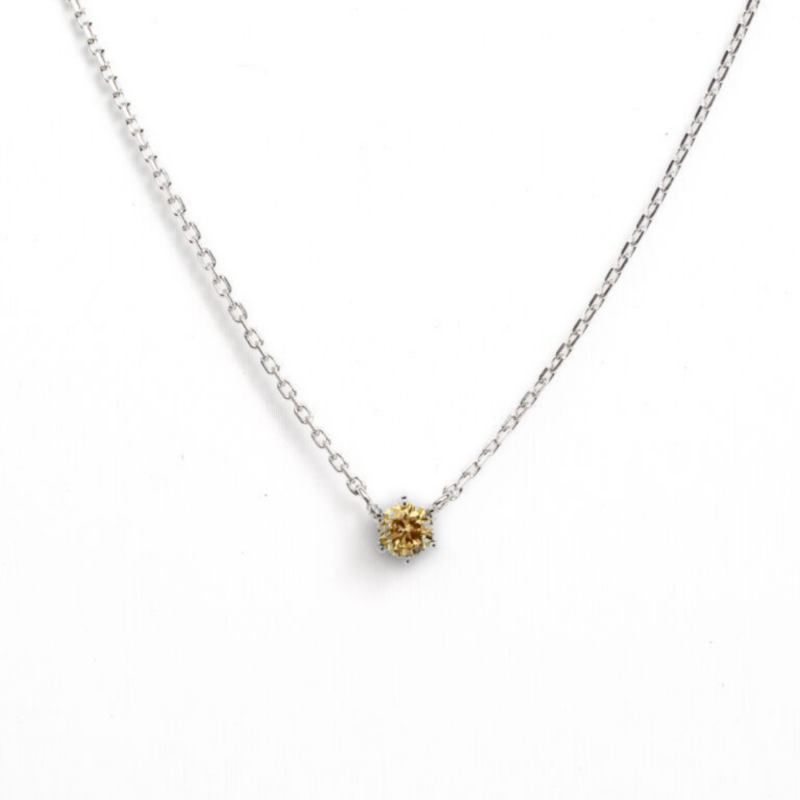 Náhrdelník Jessica - bílé zlato, žlutý diamant